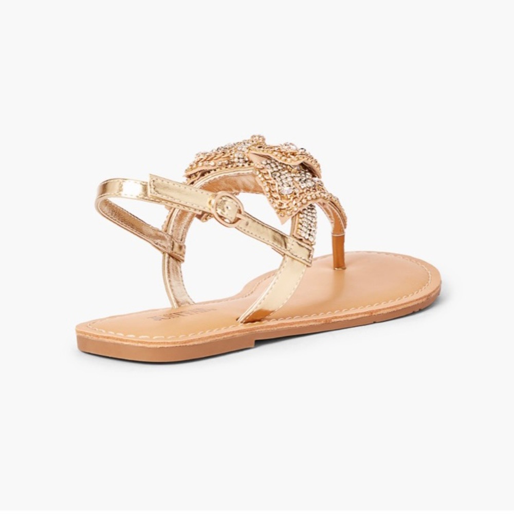 Sz 5.5 Terena Gold Flat Sandals NIB-0370 - Picture 3 of 6